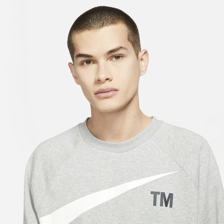 Nike Sweatshirt NSW Swoosh Crew - Grey Heather/White 3 Nike Sweatshirt NSW Swoosh Crew - Grey Heather/White - Image 3