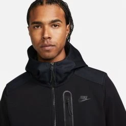 Nike Hoodie NSW Tech Fleece Overlay FZ - Black 27 Nike Hoodie NSW Tech Fleece Overlay FZ - Black -football 11c0215463b4