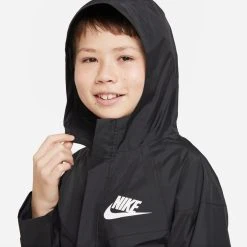 Nike NSW Storm-FIT Windrunner Jacket - Black/White Kids -football 31c89d25360e