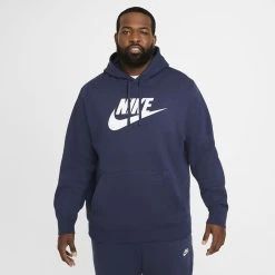 Nike Hoodie NSW Club Fleece Pullover Graphic - Midnight Navy/White -football 342da2d340da