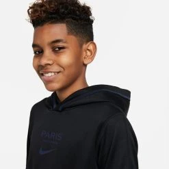 Nike Paris Saint Germain Hoodie Dri-FIT Travel - Black/Midnight Navy Kids -football 3e3cc6f8bf76