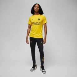 Nike Paris Saint Germain Training T-Shirt Dri-FIT Pre Match Jordan X PSG - Tour Yellow/Black -football 473a459611b6