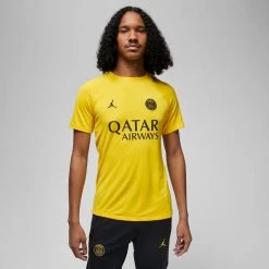 Nike Paris Saint Germain Training T-Shirt Dri-FIT Pre Match Jordan X PSG - Tour Yellow/Black