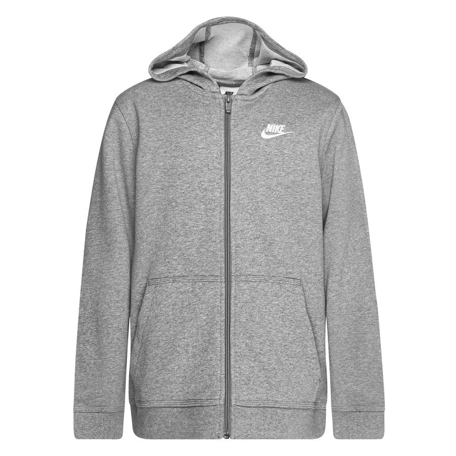 Nike Hoodie NSW Club FT FZ - Grey/White Kids 1 Nike Hoodie NSW Club FT FZ - Grey/White Kids