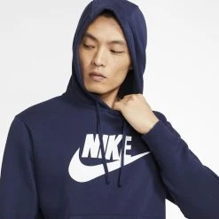 Nike Hoodie NSW Club Fleece Pullover Graphic - Midnight Navy/White -football 59552e9ab290