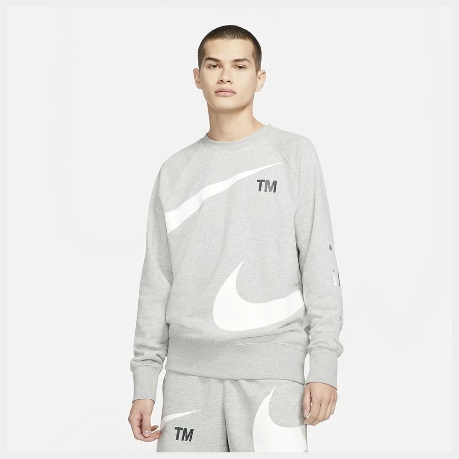 Nike Sweatshirt NSW Swoosh Crew - Grey Heather/White 1 Nike Sweatshirt NSW Swoosh Crew - Grey Heather/White