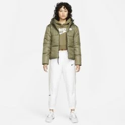 Nike Winter Jacket NSW Therma-FIT Repel - Medium Olive/White Woman -football 74ededf5906b