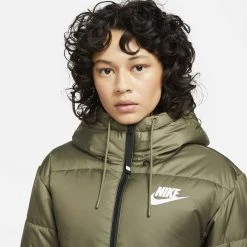 Nike Winter Jacket NSW Therma-FIT Repel - Medium Olive/White Woman -football 81e72229f6a6