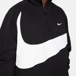 Nike Hoodie Swoosh Fleece HZ - Black/White -football 8655828c9dde