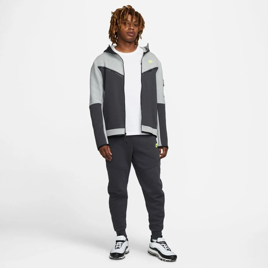 Nike Hoodie NSW Tech Fleece FZ - Grey Heather/Anthracite/Volt 8 Nike Hoodie NSW Tech Fleece FZ - Grey Heather/Anthracite/Volt - Image 8