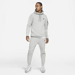 Nike Hoodie NSW Tech Fleece - Grey Heather/Black -football 8cc2fee92b24