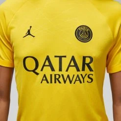 Nike Paris Saint Germain Training T-Shirt Dri-FIT Pre Match Jordan X PSG - Tour Yellow/Black -football 9208ea875fe2