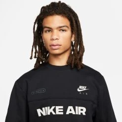 Nike Sweatshirt NSW Air Crew - Black/Light Bone 7 Nike Sweatshirt NSW Air Crew - Black/Light Bone -football 9c7991d71cfc