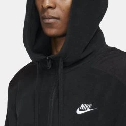 Nike Hoodie FZ Sportswear Style Essentials+ Fleece - Black/White -football 9f4635ac878b