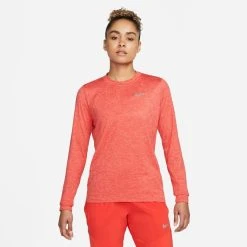 Nike Dri-FIT Element Crew Running Shirt - Crimson/Reflect Silver Woman
