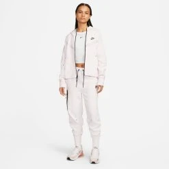 Nike Hoodie NSW Tech Fleece Windrunner - Pearl Pink/Black Woman -football a20aa80b6e96