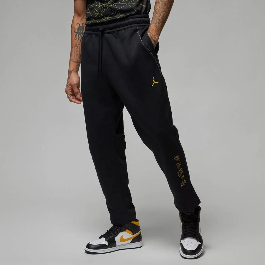 Nike Paris Saint Germain Fleece Pants Jordan X PSG - Black/Tour Yellow 2 Nike Paris Saint Germain Fleece Pants Jordan X PSG - Black/Tour Yellow - Image 2