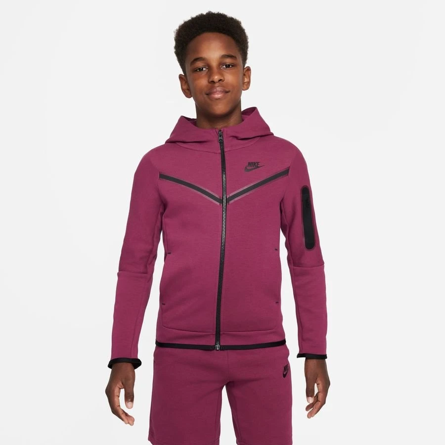 Nike Hoodie NSW Tech Fleece - Burgundy/Black Kids 2 Nike Hoodie NSW Tech Fleece - Burgundy/Black Kids - Image 2