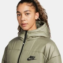 Nike Winter Jacket Down NSW Therma-FIT Repel - Olive Cargo/Black Woman -football de211f4890c7