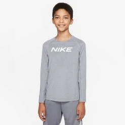 Nike Pro Training Shirt Dri-FIT - Carbon Heather/White Kids