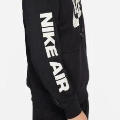 Nike Hoodie NSW Air Brushed Pullover - Black/White -football e48b4b5780ca